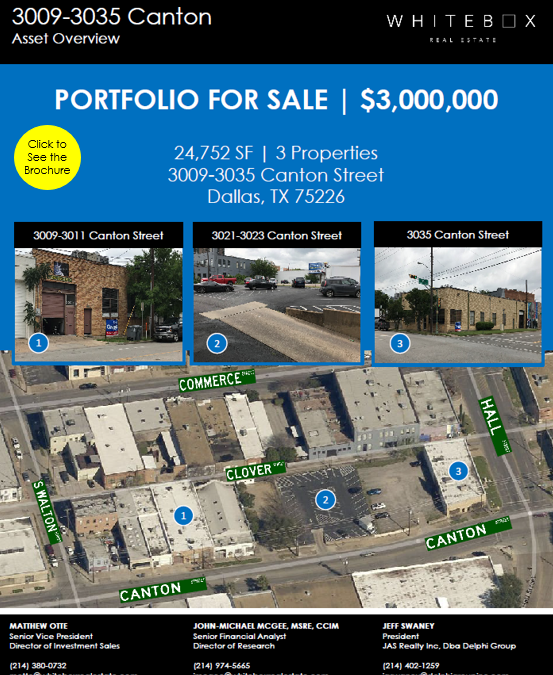 3 Property, 24,752 SF Mixed Use Portfolio For Sale in Deep Ellum
