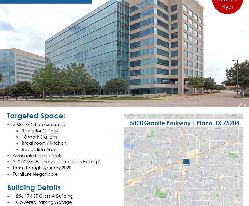 2,683 SF Office Sublease Granite Park One, Plano TX