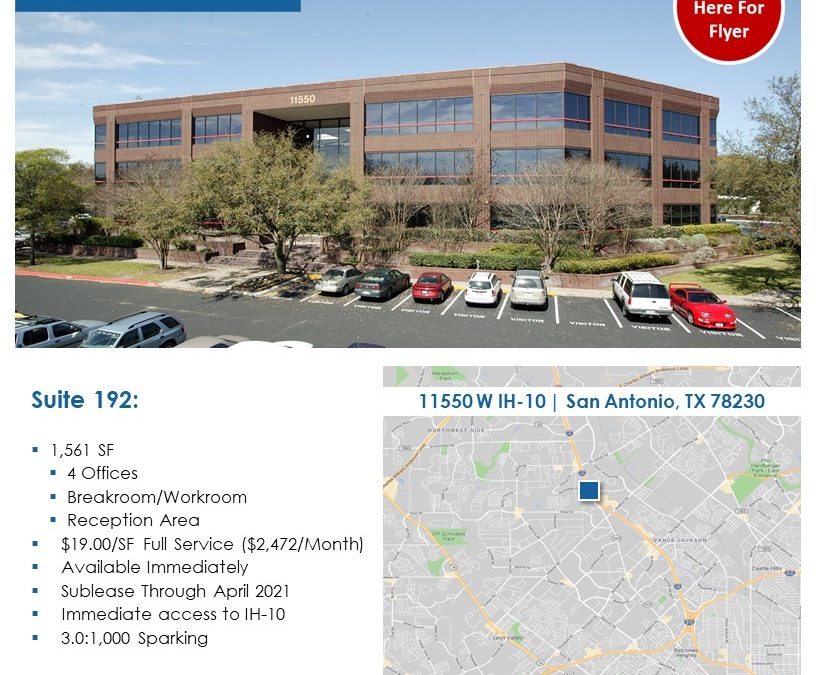 1,561 SF Office Sublease at Northwest Atrium, San Antonio, TX