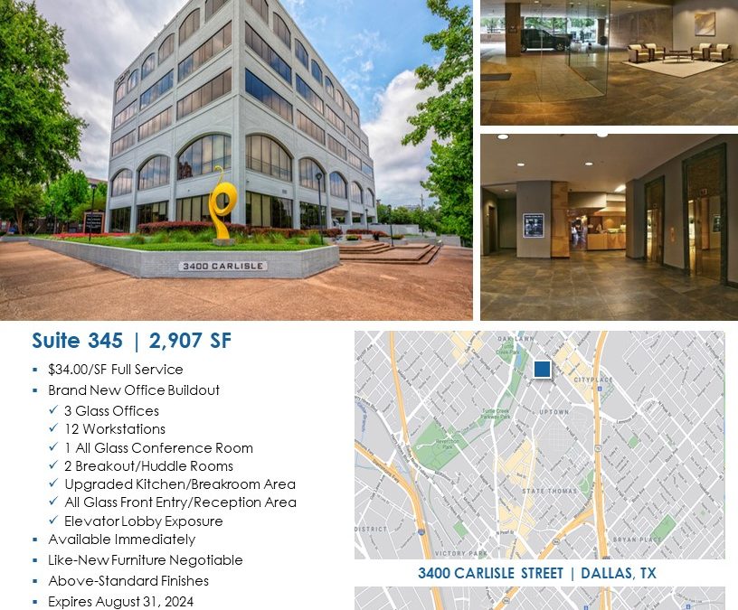 2,907 SF Sublease in the Heart of Uptown | 3400 Carlisle Street