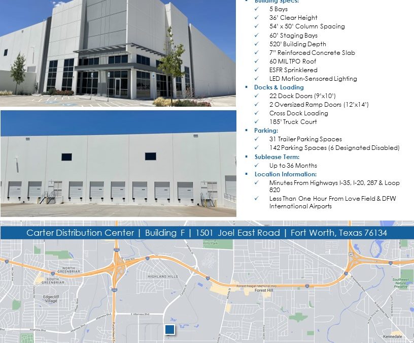 1501 JOEL EAST ROAD | +/- 140,400 SF WAREHOUSE FOR SUBLEASE